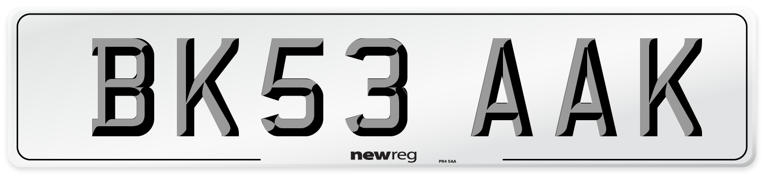 BK53 AAK Number Plate from New Reg